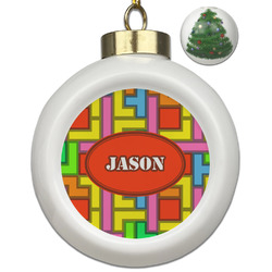 Tetromino Ceramic Ball Ornament - Christmas Tree (Personalized)