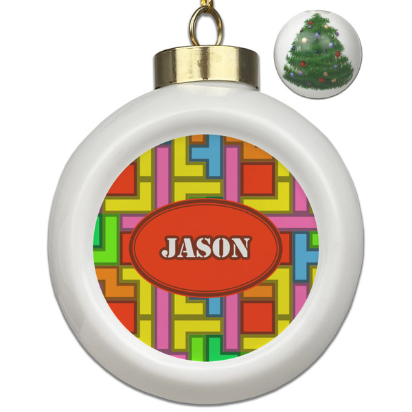 Custom Tetromino Ceramic Ball Ornament - Christmas Tree (Personalized)