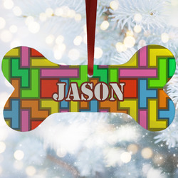 Tetromino Ceramic Dog Ornament w/ Name or Text