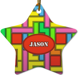 Tetromino Star Ceramic Ornament w/ Name or Text