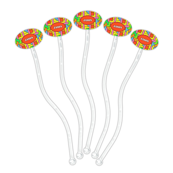 Tetromino Clear Plastic 7" Stir Stick - Oval - Fan