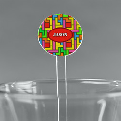 Tetromino 5.5" Round Plastic Stir Sticks - Clear (Personalized)