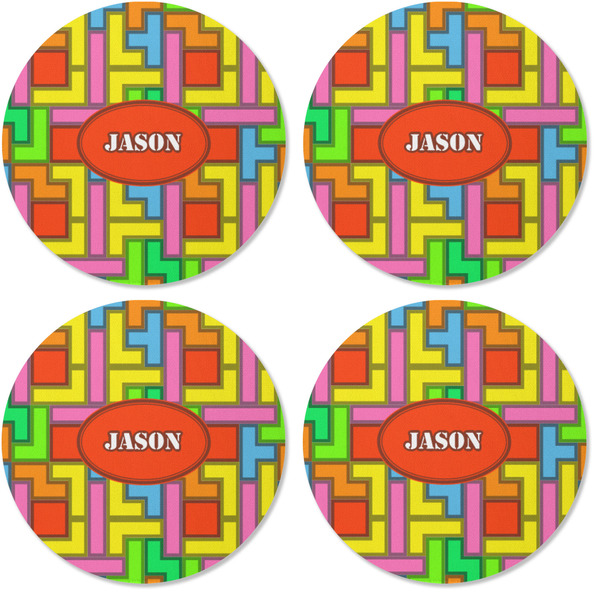 Tetromino Coaster Round Rubber Back - Apvl