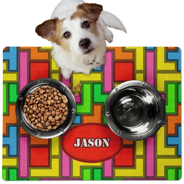 Custom Tetromino Dog Food Mat - Medium w/ Name or Text
