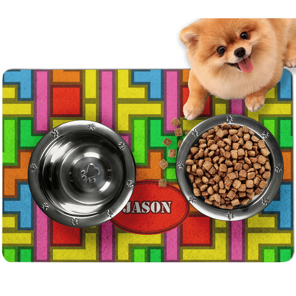 Custom Tetromino Dog Food Mat - Small w/ Name or Text
