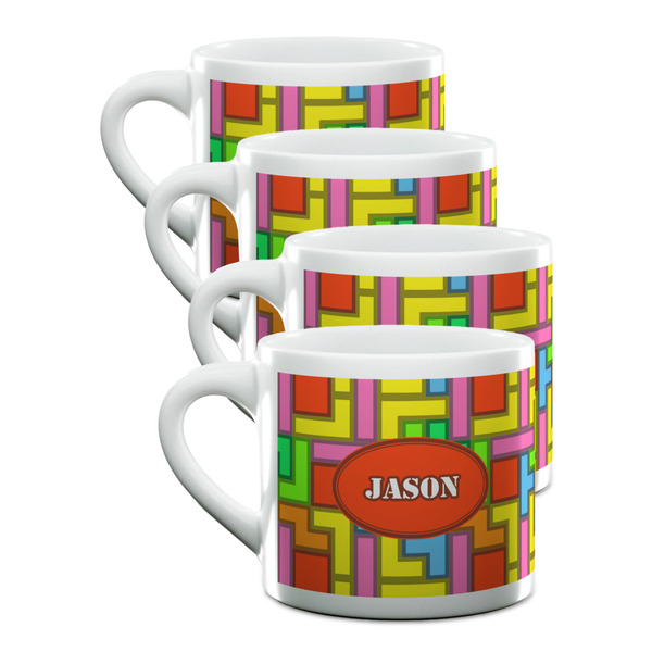 Custom Tetromino Double Shot Espresso Cups - Set of 4 (Personalized)