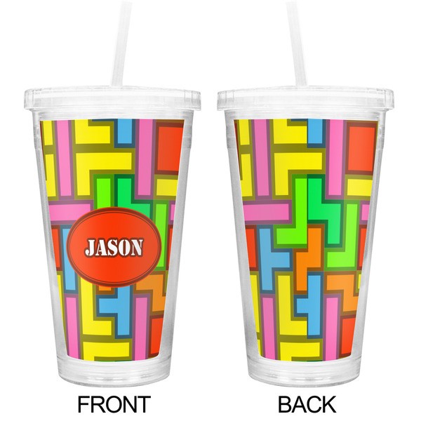 Tetromino Double Wall Tumbler with Straw - Approval