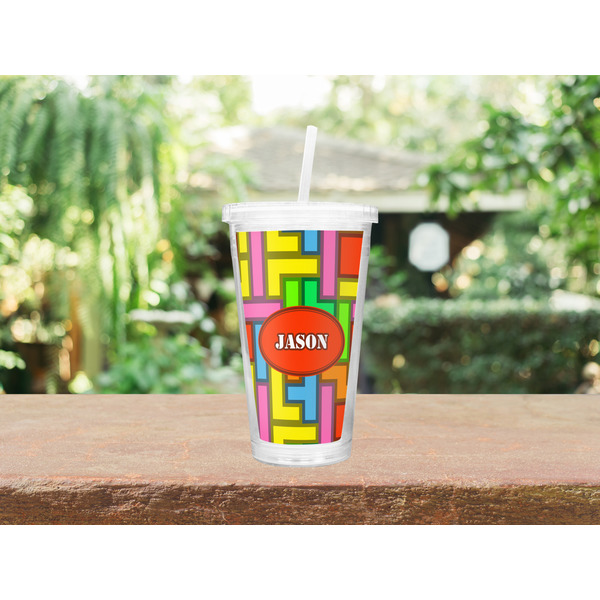 Tetromino Double Wall Tumbler with Straw Lifestyle