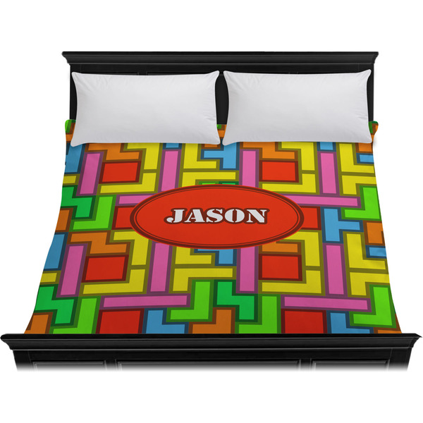 Tetromino Duvet Cover - King - On Bed - No Prop