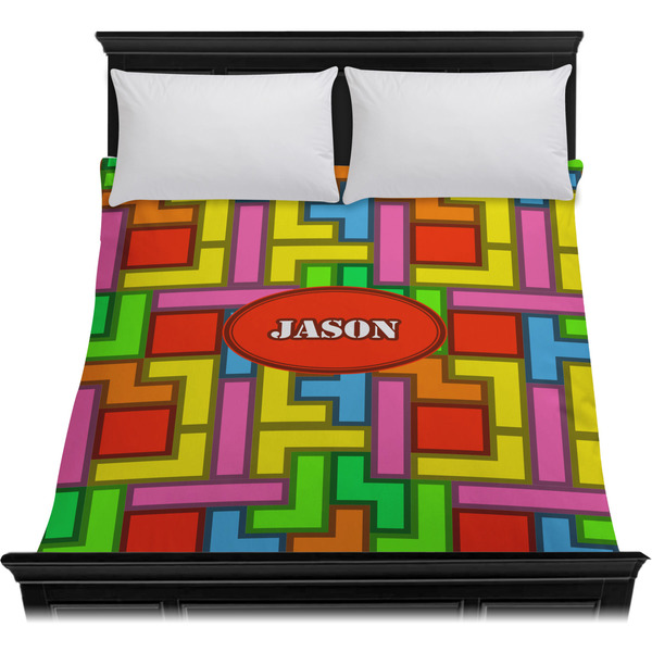 Tetromino Duvet Cover - Queen - On Bed - No Prop