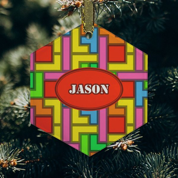 Tetromino Frosted Glass Ornament - Hexagon (Lifestyle)