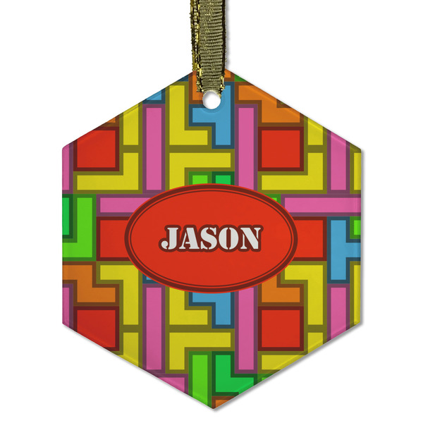 Tetromino Frosted Glass Ornament - Hexagon