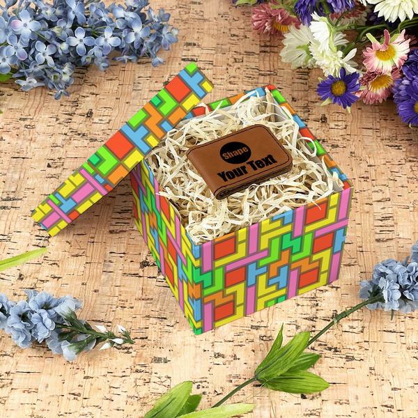 Tetromino Gift Boxes with Lid - Canvas Wrapped - Small - In Context