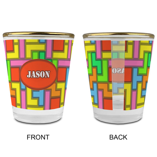Tetromino Glass Shot Glass - with gold rim - APPROVAL