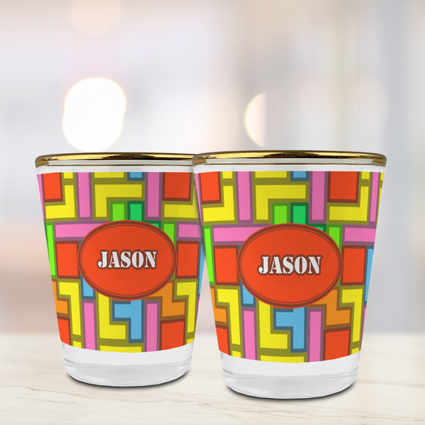 Tetromino Glass Shot Glass - with gold rim - LIFESTYLE
