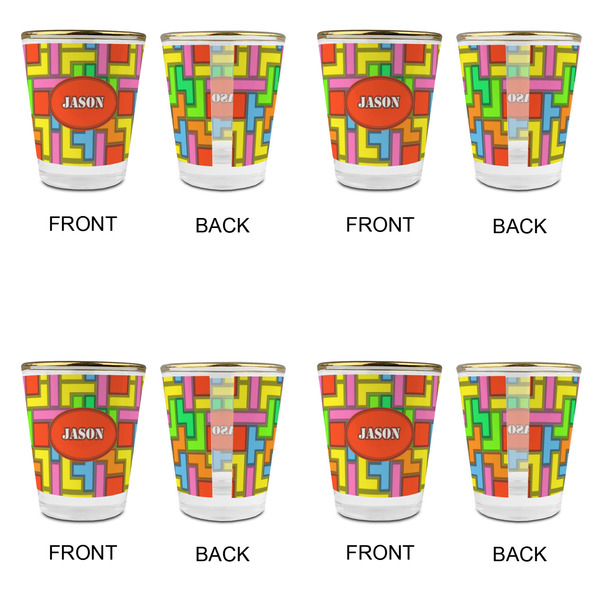 Tetromino Glass Shot Glass - with gold rim - Set of 4 - APPROVAL