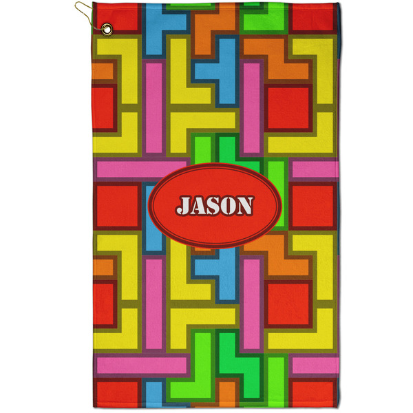 Custom Tetromino Golf Towel - Poly-Cotton Blend - Small w/ Name or Text