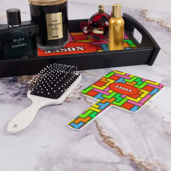 Tetromino Hand Mirror - With Hair Brush