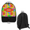 Tetromino Large Backpack - Black - Front & Back View