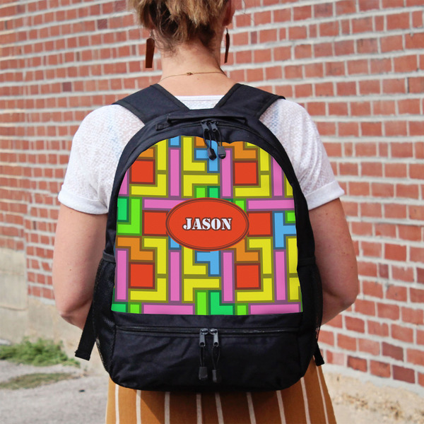 Tetromino Large Backpack - Black - On Back