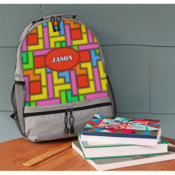 Tetromino Large Backpack - Gray - On Desk
