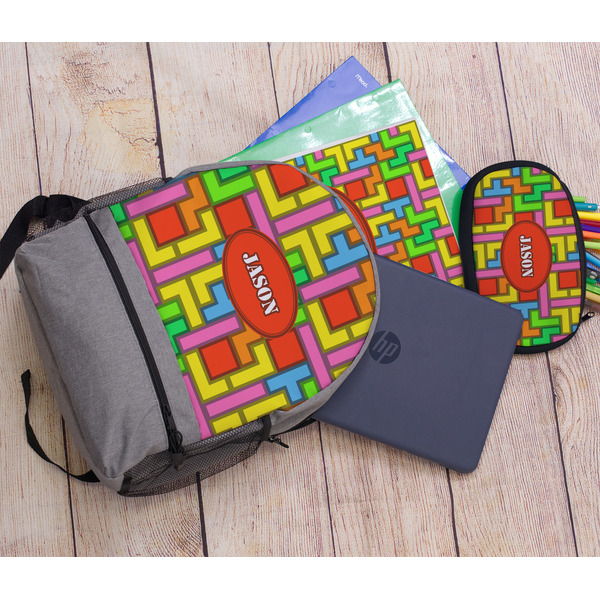 Tetromino Large Backpack - Gray - With Stuff