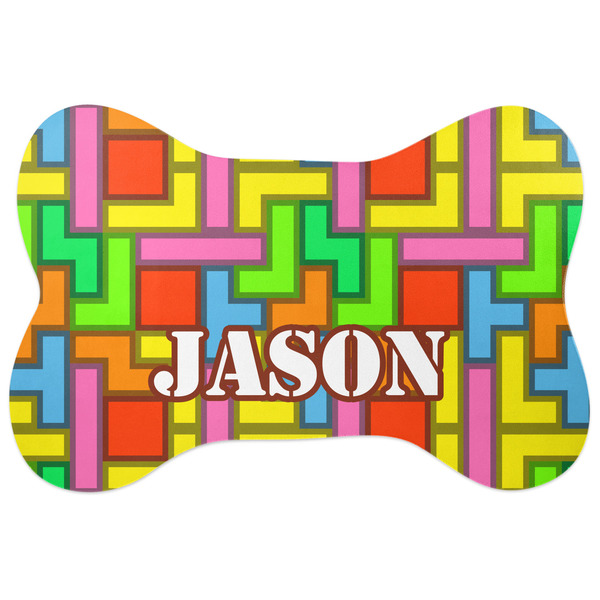 Custom Tetromino Bone Shaped Dog Food Mat (Large) (Personalized)