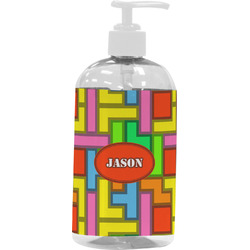 Tetromino Plastic Soap / Lotion Dispenser (16 oz - Large - White) (Personalized)