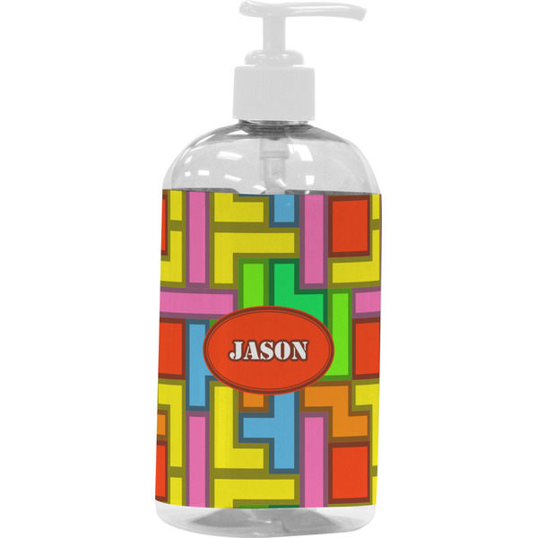 Custom Tetromino Plastic Soap / Lotion Dispenser (16 oz - Large - White) (Personalized)
