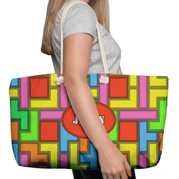 Tetromino Large Rope Tote Bag - In Context View