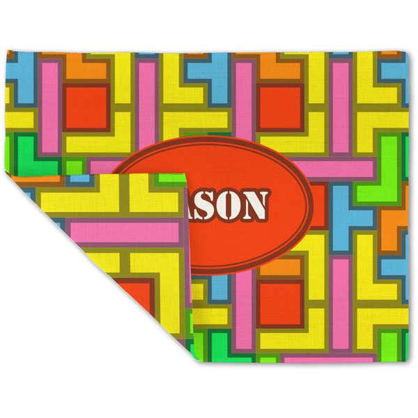 Custom Tetromino Double-Sided Linen Placemat - Single w/ Name or Text