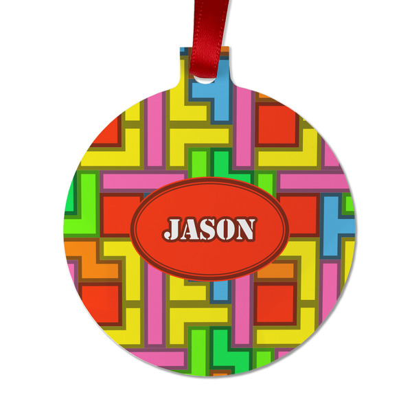 Custom Tetromino Metal Ball Ornament - Double Sided w/ Name or Text