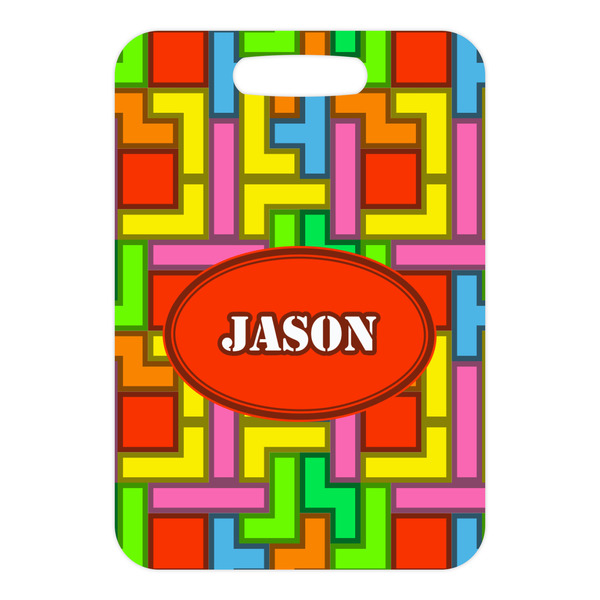 Tetromino Metal Luggage Tag - Front Without Strap
