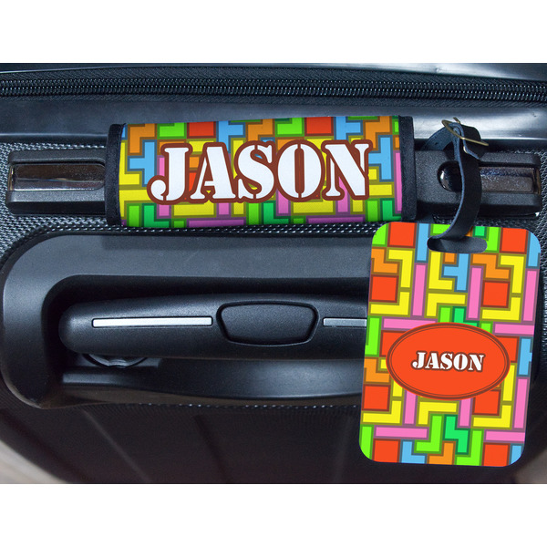 Tetromino Metal Luggage Tag & Handle Wrap - In Context