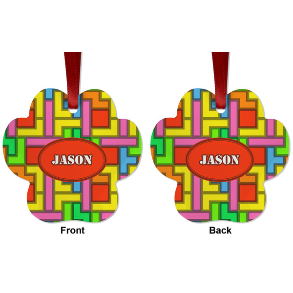 Tetromino Metal Paw Ornament - Front and Back