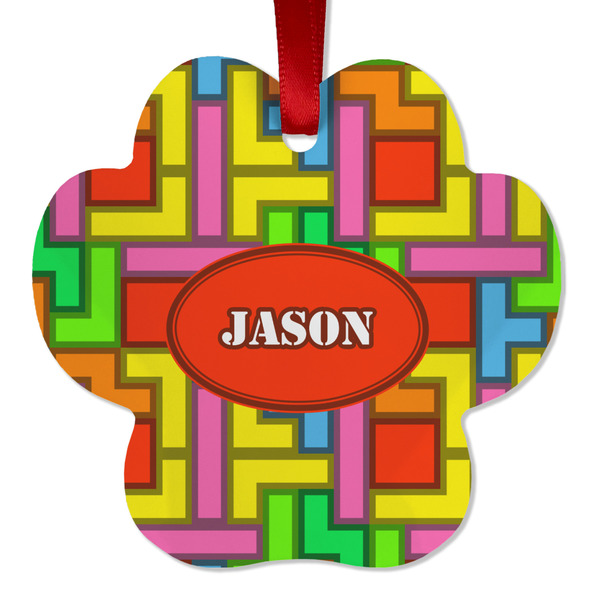 Custom Tetromino Metal Paw Ornament - Double Sided w/ Name or Text