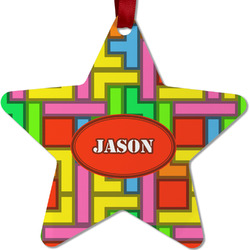 Tetromino Metal Star Ornament - Double Sided w/ Name or Text