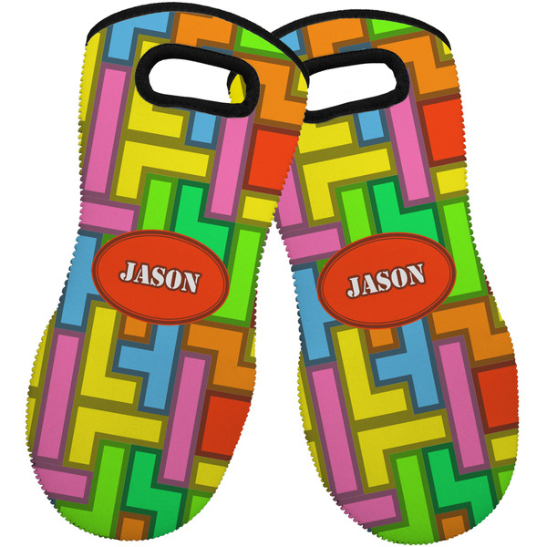 Tetromino Neoprene Oven Mitt -Set of 2 - Front