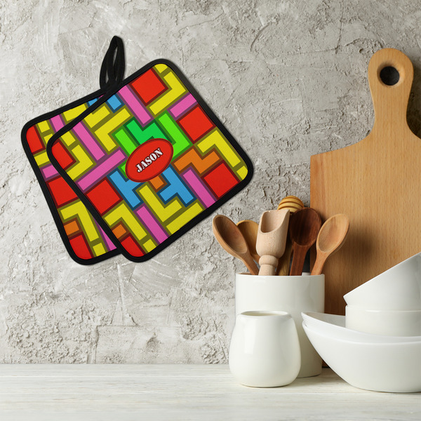 Tetromino Neoprene Pot Holder - Set of 2  LIFESTYLE