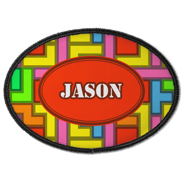 Custom Tetromino Iron On Oval Patch w/ Name or Text