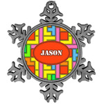 Tetromino Vintage Snowflake Ornament (Personalized)