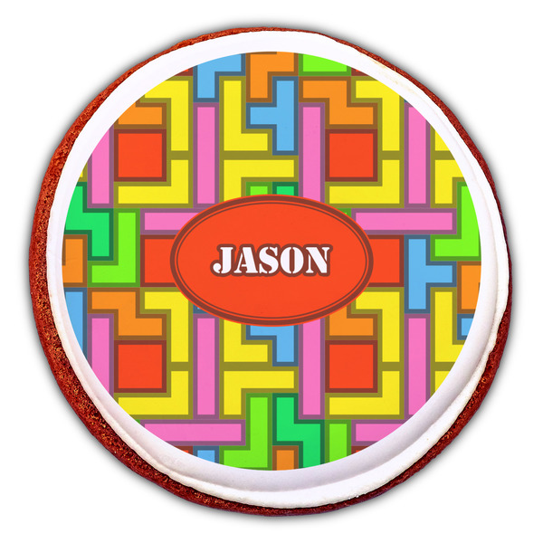 Tetromino Printed Icing Circle - Large - On Cookie