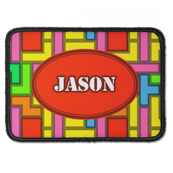 Custom Tetromino Iron On Rectangle Patch w/ Name or Text