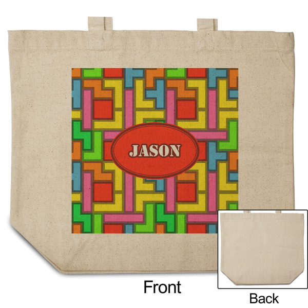 Tetromino Reusable Cotton Grocery Bag - Front & Back View