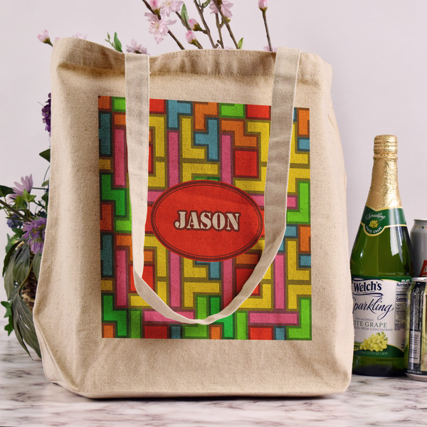 Tetromino Reusable Cotton Grocery Bag - In Context