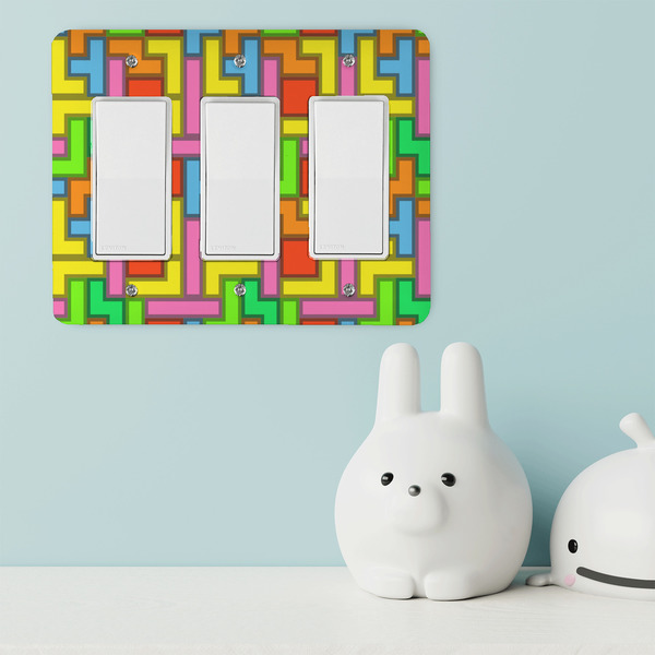 Tetromino Rocker Light Switch Covers - Triple - IN CONTEXT