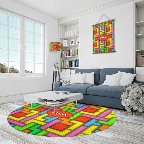 Tetromino Round Area Rug - IN CONTEXT