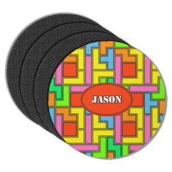 Tetromino Round Rubber Backed Coasters - Set of 4 (Personalized)