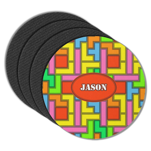 Custom Tetromino Round Rubber Backed Coasters - Set of 4 (Personalized)