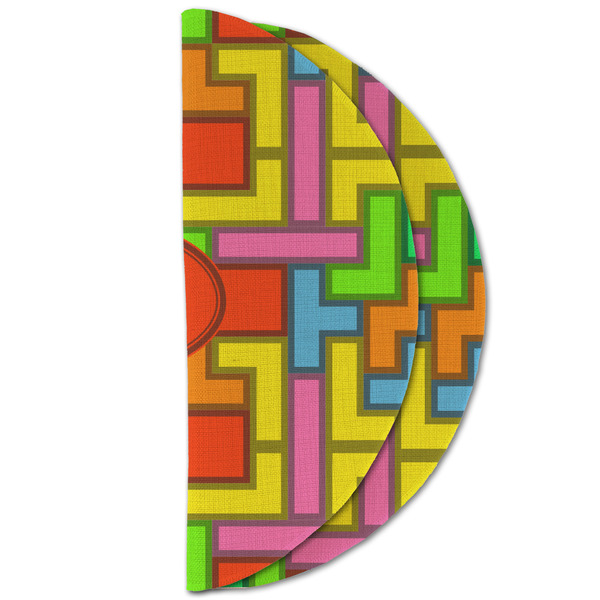 Tetromino Round Linen Placemats - HALF FOLDED (double sided)